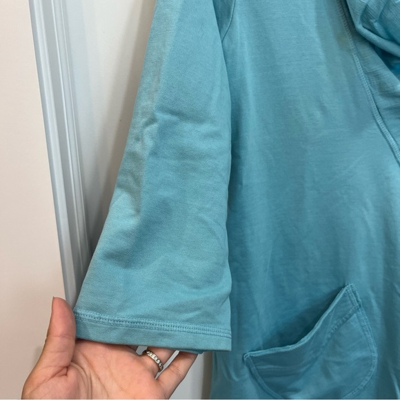 CMC Color Me Cotton Women’s Sweatshirt Size Small Teal Blue Cowl Neck Laganlook - Picture 6 of 9